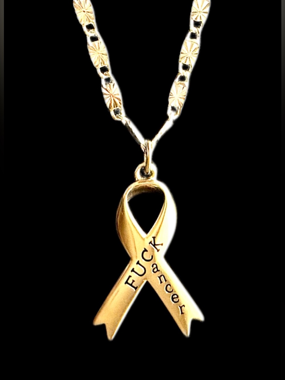 18k Gold Plated Necklace / PVD Coated / F Cancer 18” gold chain / WATERPROOF